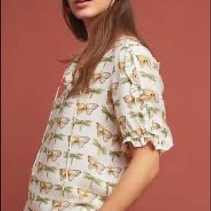 Maeve Butterfly Printed Flutter Blouse